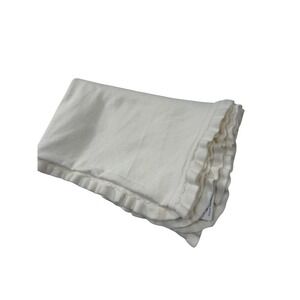 Soft Surroundings Cream Ruffle Pointelle Knit‎ Throw Blanket Cotton Blend 1GU38